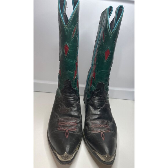 Code West Women’s Size: 9 M Teal Green Leather Cowboy Boots USA Vintage - Picture 3 of 16